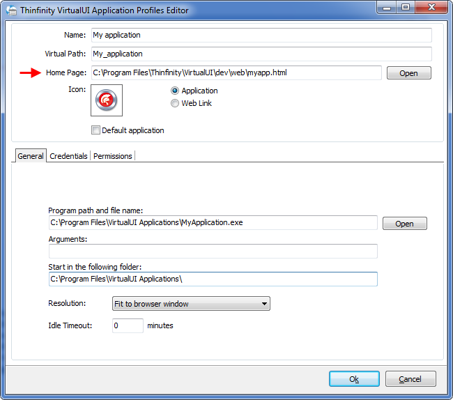 Customizing a VirtualUI appplication homepage