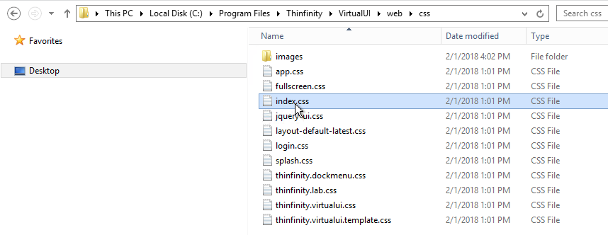 customizing VirtualUI styling-css folder