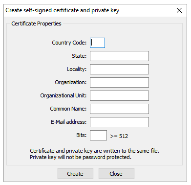 Create self-signed certificate and private key for Thinfinity Remote Desktop Server