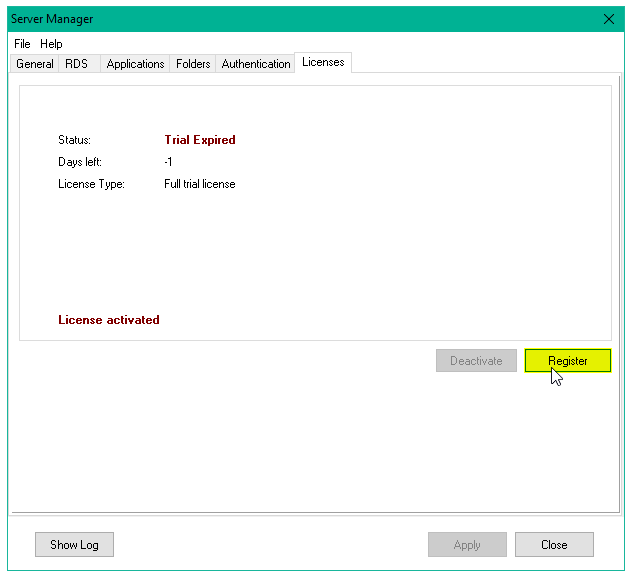 Thinfinity VirtualUI License Registration