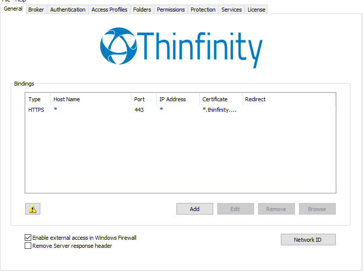 Thinfinity Remote Desktop server screen