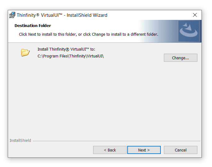 How to Install VirtualUI - Step 5 - Destination Folder