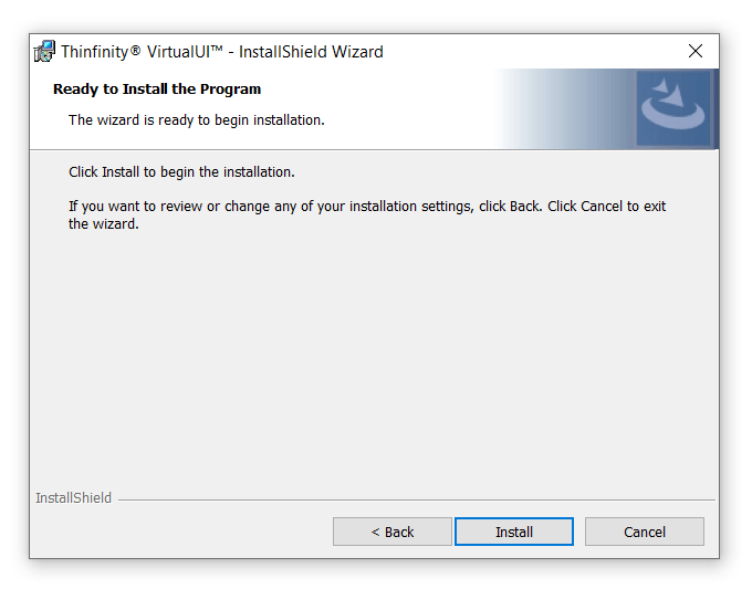 How to Install VirtualUI - Step 6 - Ready to Install