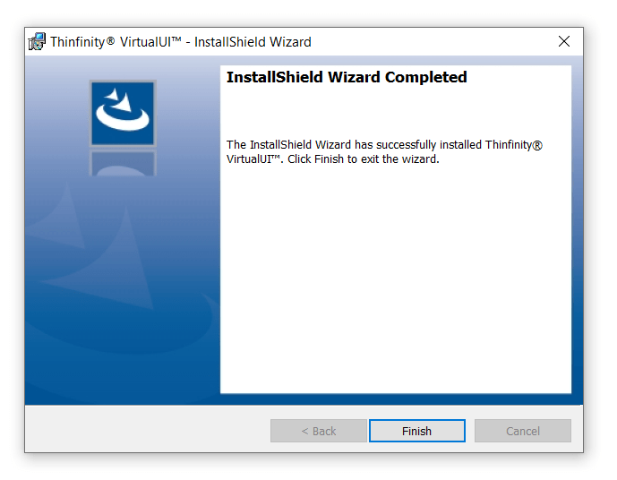 How to Install VirtualUI - Step 7 - Installation Complete