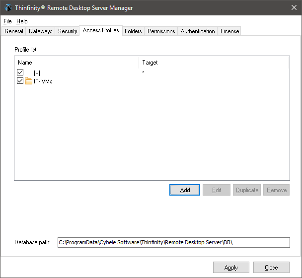 Customize the RDP access profiles with labels