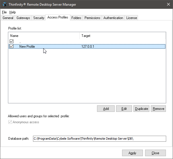 Customize the RDP access profiles with labels