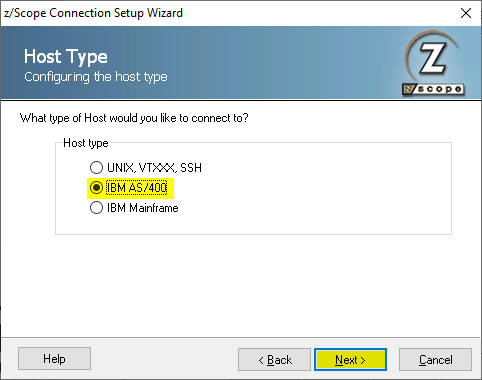 Create a new connection to a mainframe with z/Scope Anywhere