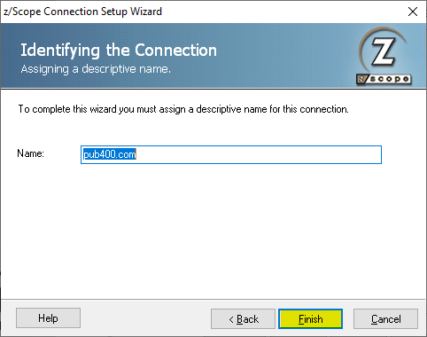 Create a new connection to a mainframe with z/Scope Anywhere