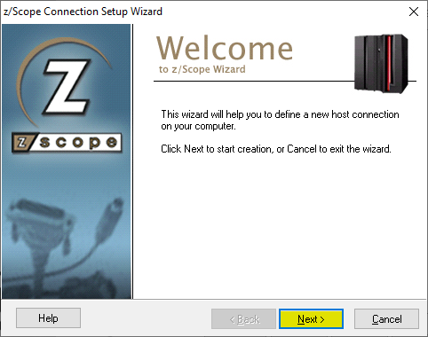 Create a new connection to a mainframe with z/Scope Anywhere
