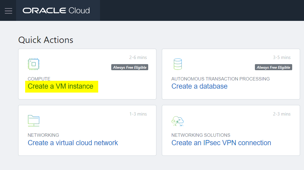 How to create a Linux VM on Oracle cloud for SSH connections with z/Anywhere