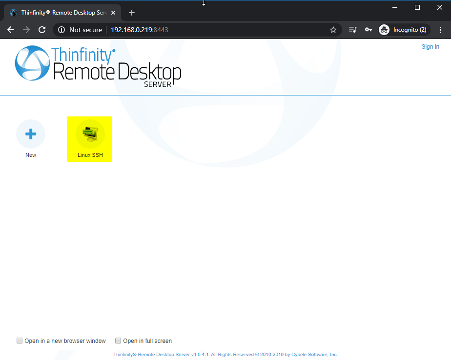 How to create SSH connections from your browser using the New Thinfinity Remote Desktop