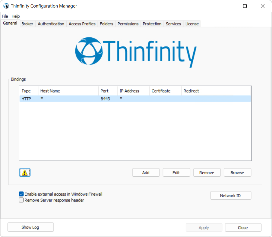 Publish Windows application to the web: Opening the Thinfinity Configuration Manager