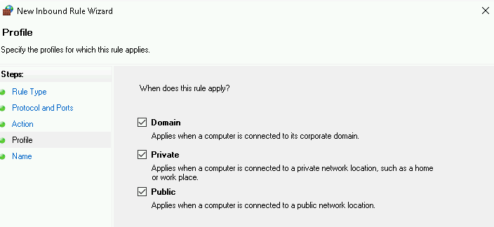 Create a rule to open or close a port (Windows Firewall)