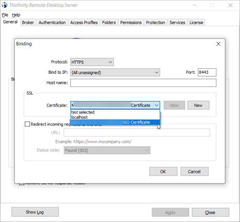 How to create a certificate request and add it in Thinfinity Remote Desktop