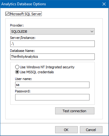 Check the tick-box adjacent to ‘Microsoft SQL Server’ to enable the configuration fields: