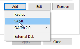  In this new post we will show you a “step by step” on how to setup SAML on Ping Identity’s portal and how to set this up in VirtualUI. First of all, open the VirtualUI manager and go to the ‘Authentication’ tab. Once there, click ‘Add’ and select ‘SAML’: