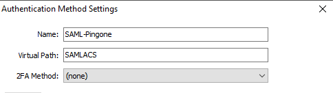 Add a “Name” and “Virtual Path”. For testing purposes use ‘SAMLACS’ as Virtual Path (we will use this information later on):
