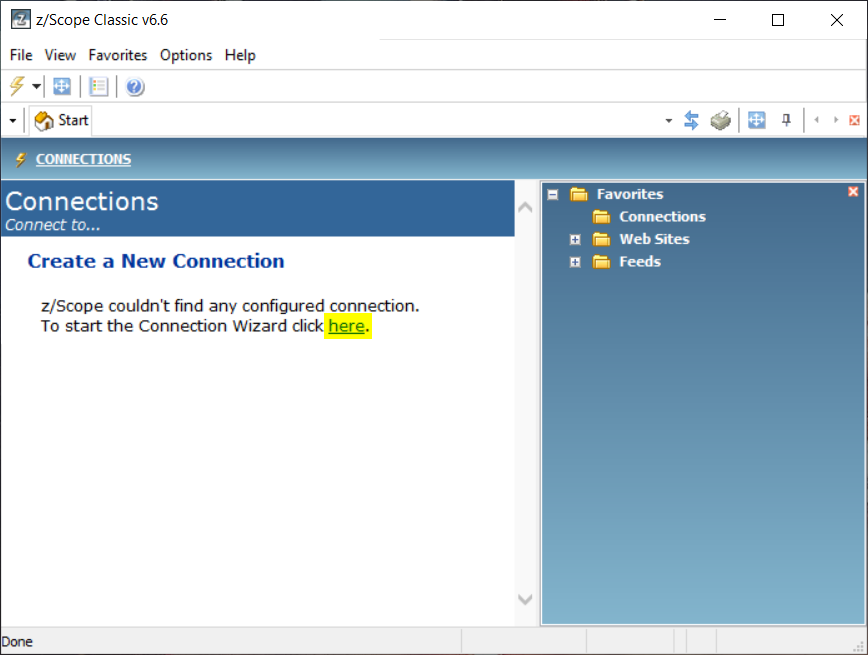 How to create a new connection in zScope Classic - 01