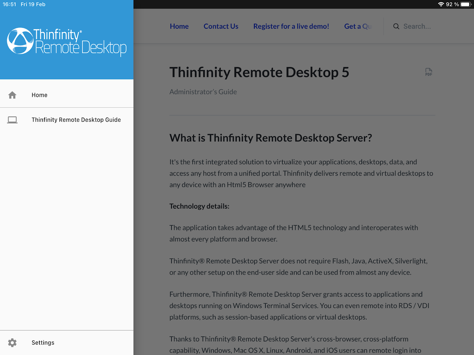 Thinfinity Remote Desktop 5.0. IPAD Application-03