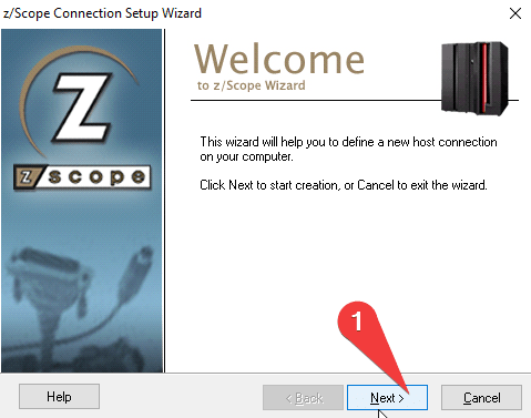 z/Scope Connection setup wizard step 2