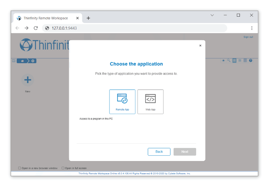 RemoteApp option -Thinfinity Remote Workspace