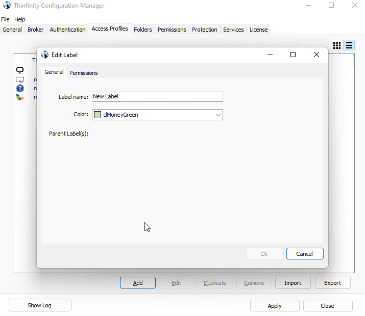 Create and manage labels on Thinfinity Remote Workspace, step 02