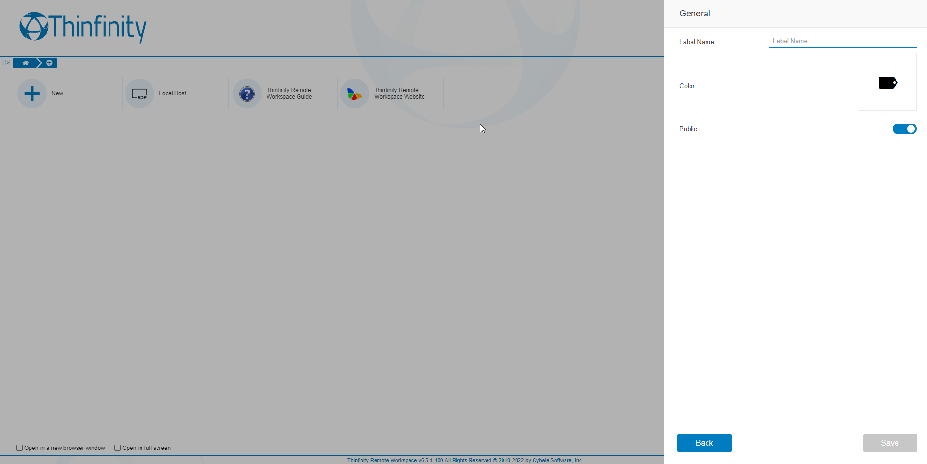 Create and manage labels on Thinfinity Remote Workspace, step 04
