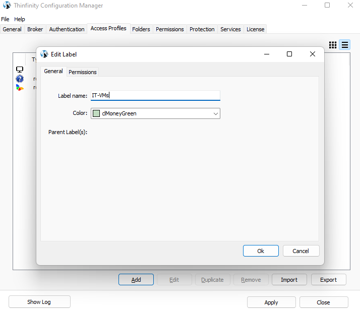 Customize the RDP access profiles with labels, step 02
