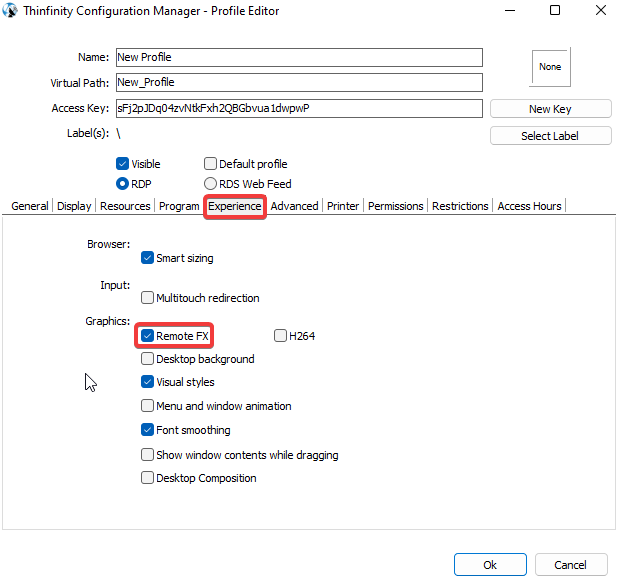 Enable RemoteFX in Thinfinity Remote Workspace, step 05