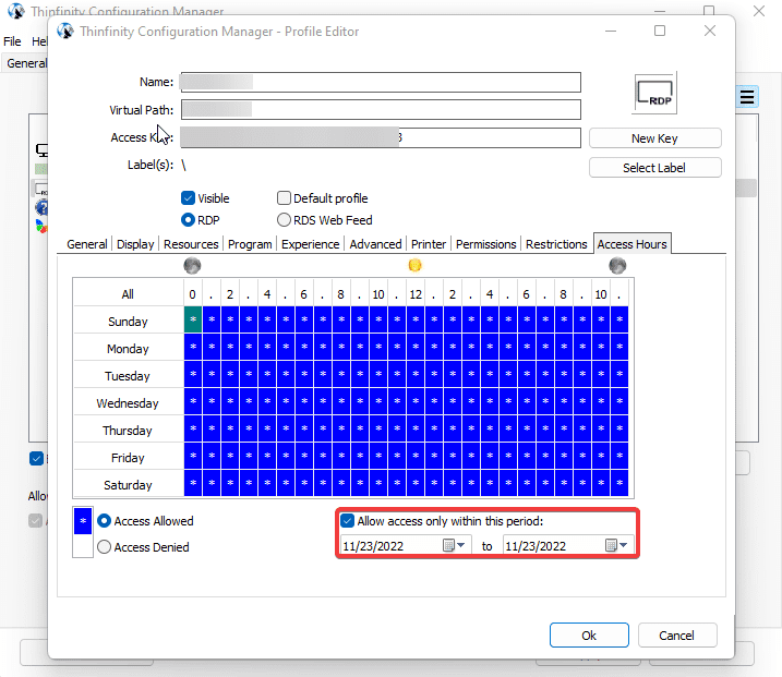 Limit the access time on Thinfinity Remote Workspace, step 01