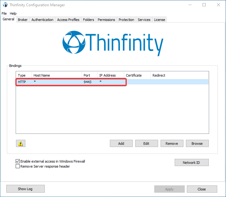Troubleshoot port binding errors on Thinfinity Remote Workspace, step 01