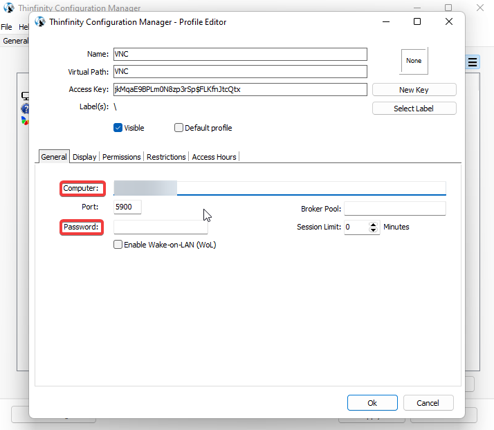 Create a VNC connection using Thinfinity Remote Workspace, step 03