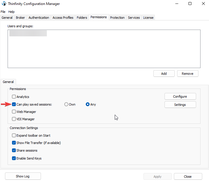 Session recording with Thinfinity Remote Workspace, step 02