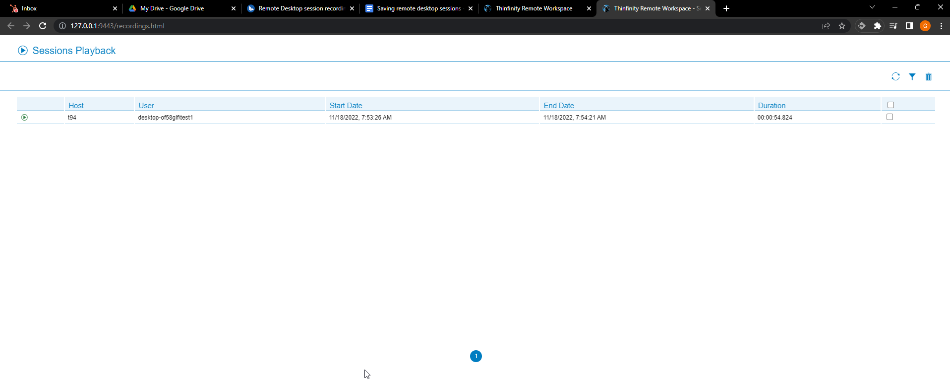 Session recording with Thinfinity Remote Workspace, step 04