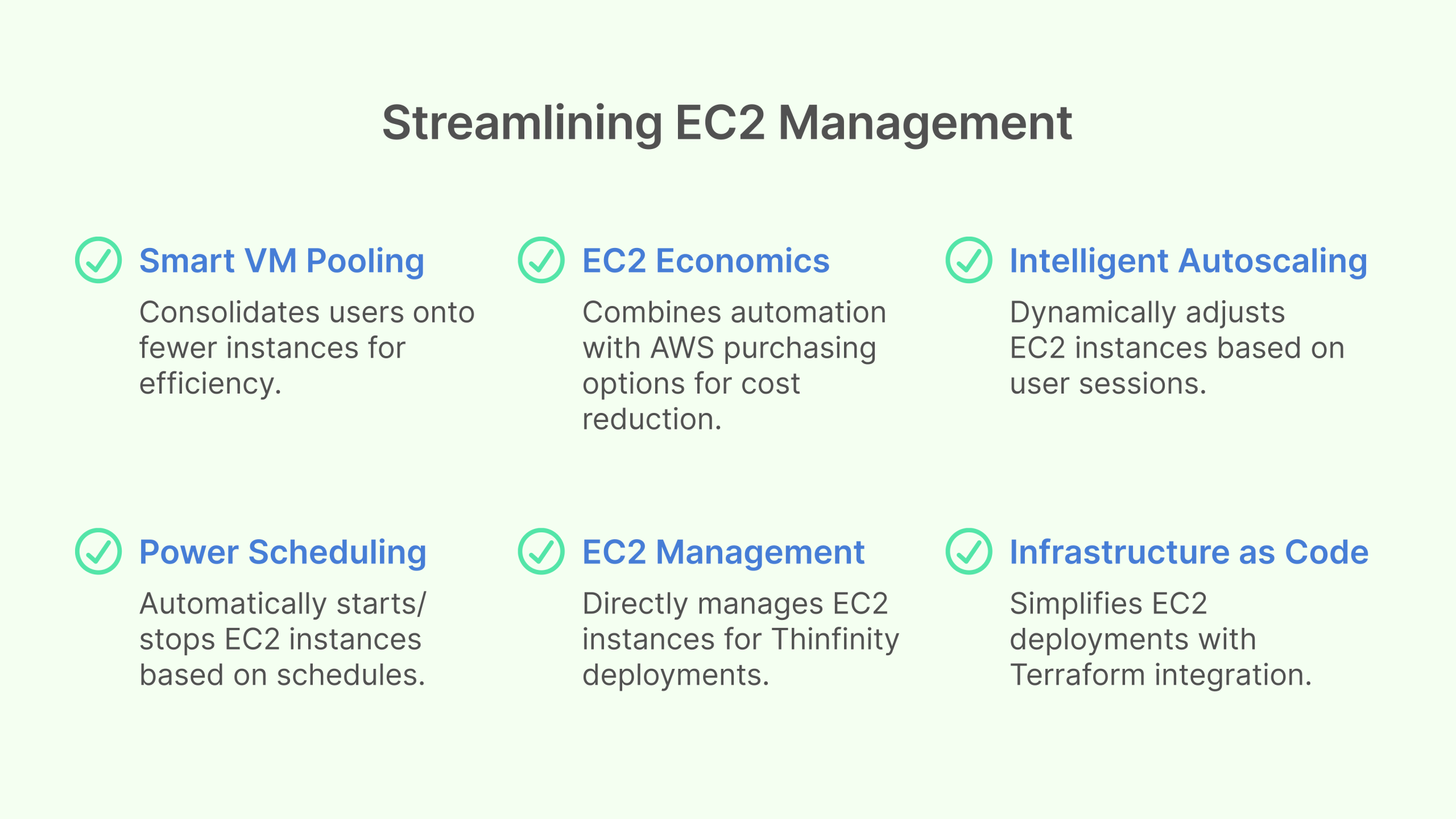 Thinfinity Cloud Manager simplifies the orchestration and optimization of EC2 infrastructure for application delivery, including autoscaling and cost management.