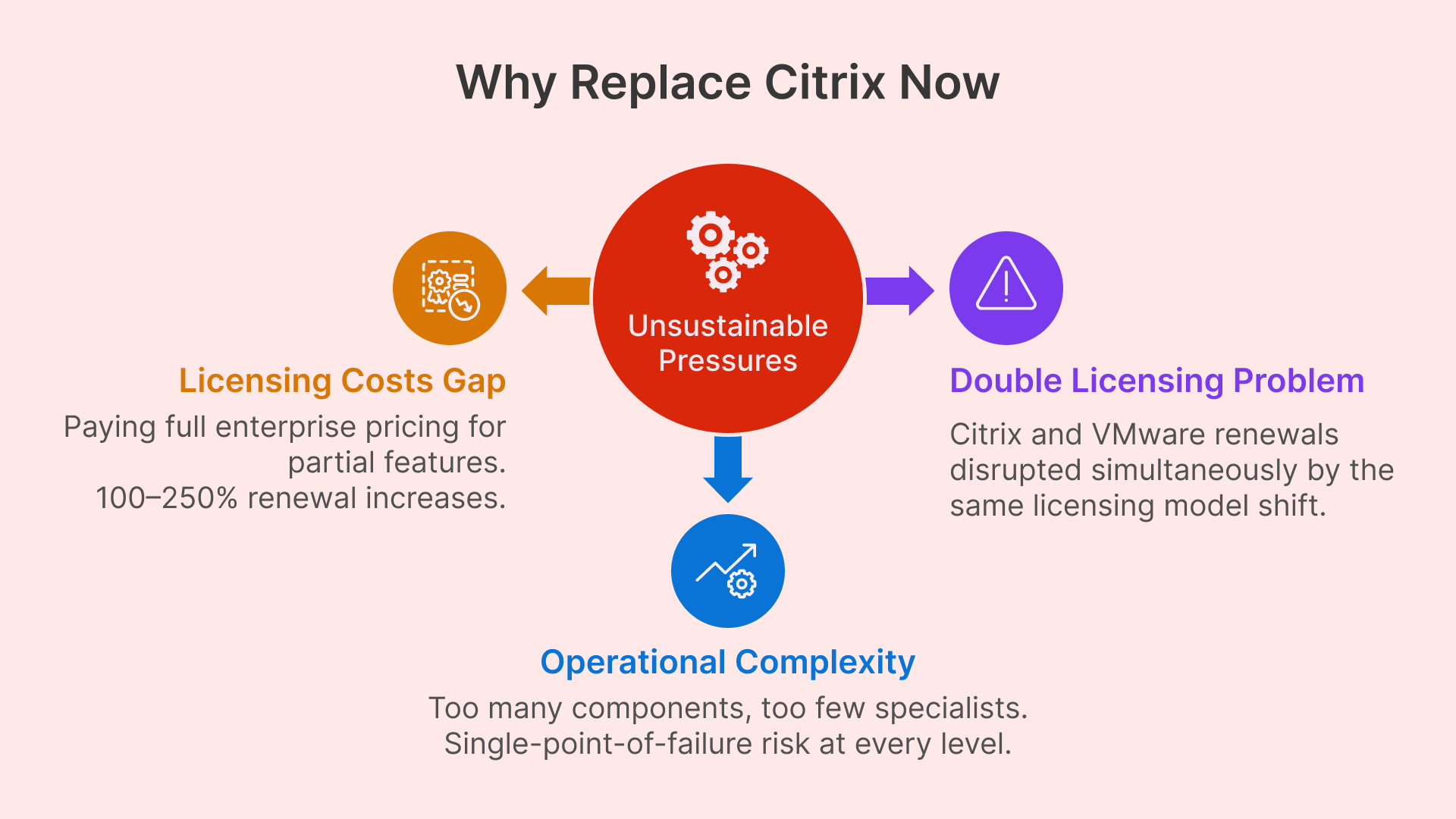 Replacing Citrix in manufacturing: costs, licensing, and complexity issues.