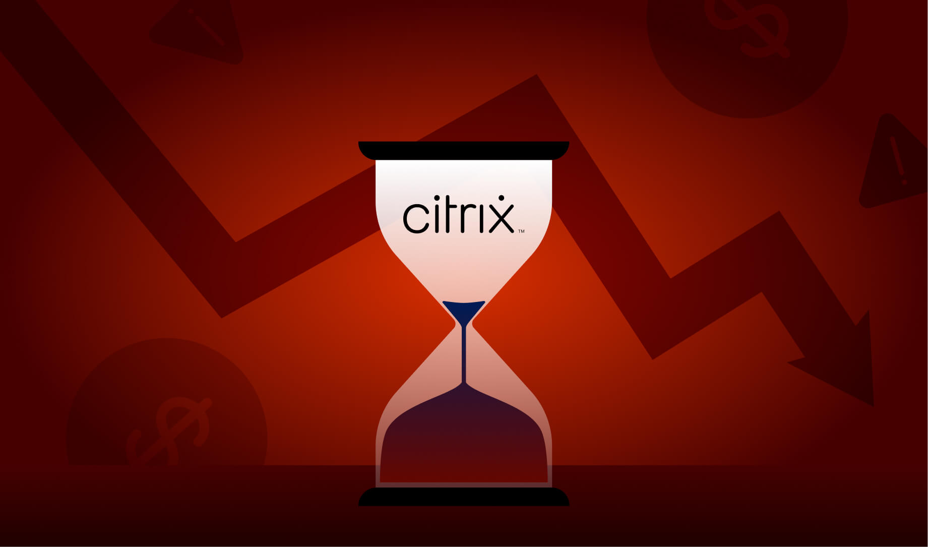 Citrix LAS April 2026 deadline: Hourglass with declining graph & dollar signs.